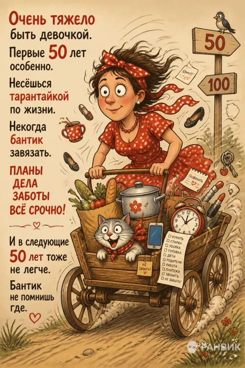 Открытка с юмором для женщины на 50 летие