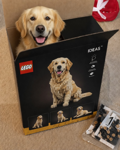 Фото питомца в коробке LEGO