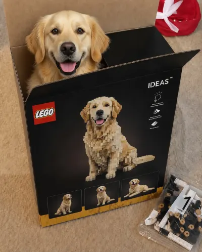 Фото питомца в коробке LEGO
